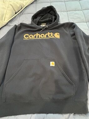 Carhartt Black Hoodie with Yellow Logo Patch